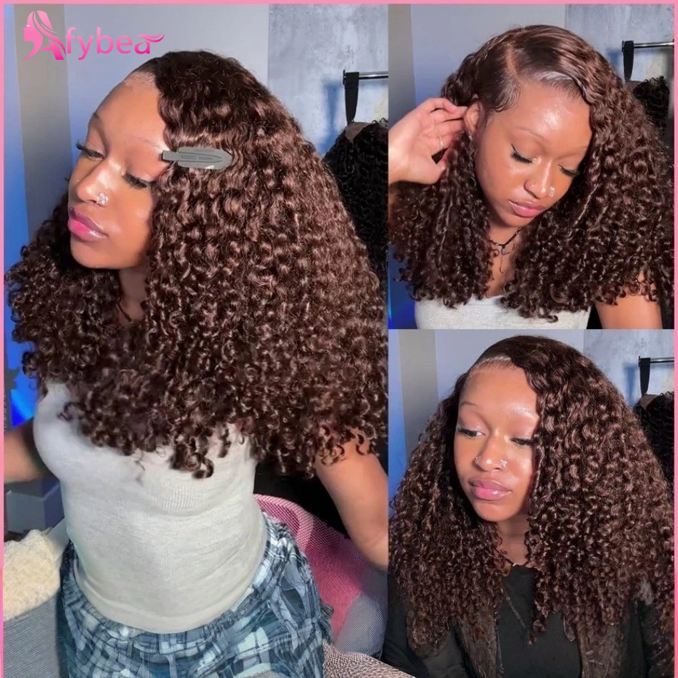 Hd Lace Frontal Wig Human Hair Pre Plucked - شعر مستعار أمامي مجعد من الدانتيل،