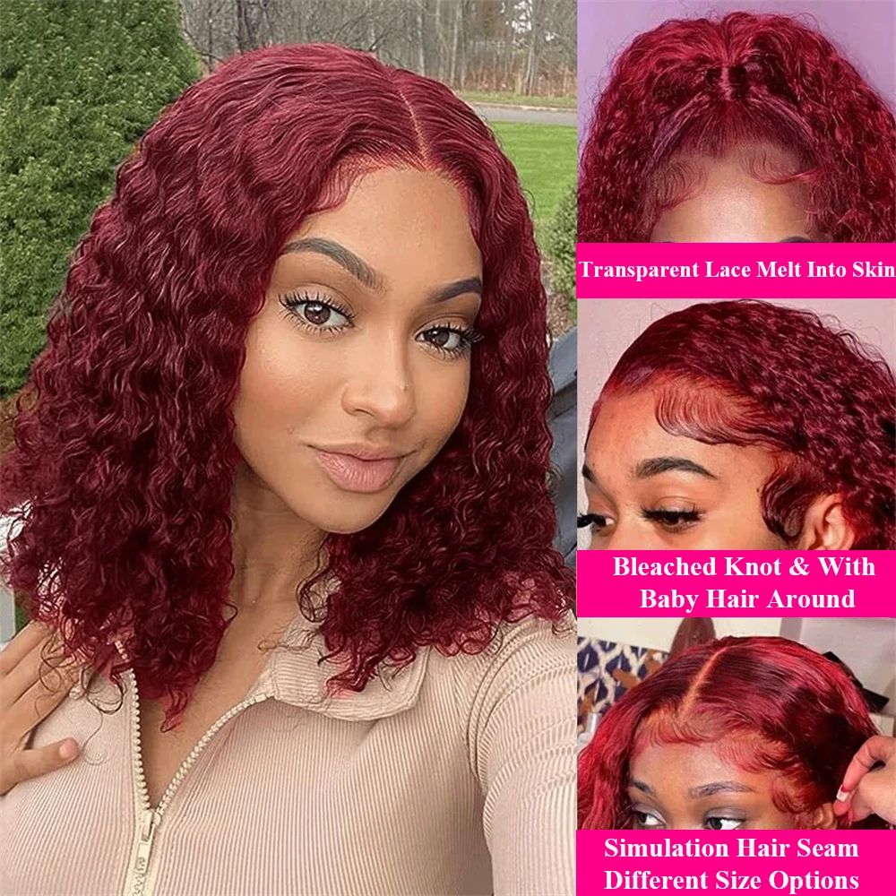 بورجوندي 99J موجة عميقة قصيرة  - مراجعة Glueless Wear And Go Human Hair Wig وسعره