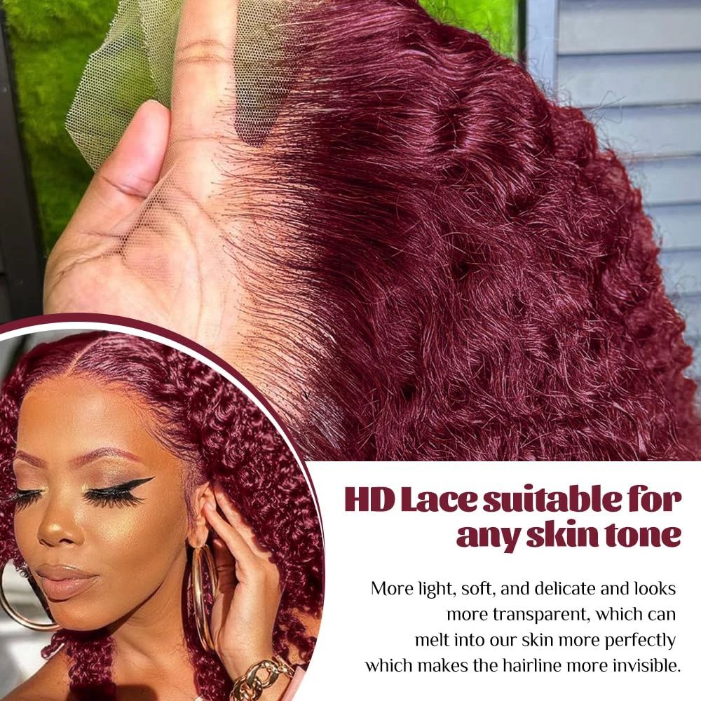 بورجوندي 99J موجة عميقة قصيرة  - مراجعة Glueless Wear And Go Human Hair Wig وسعره