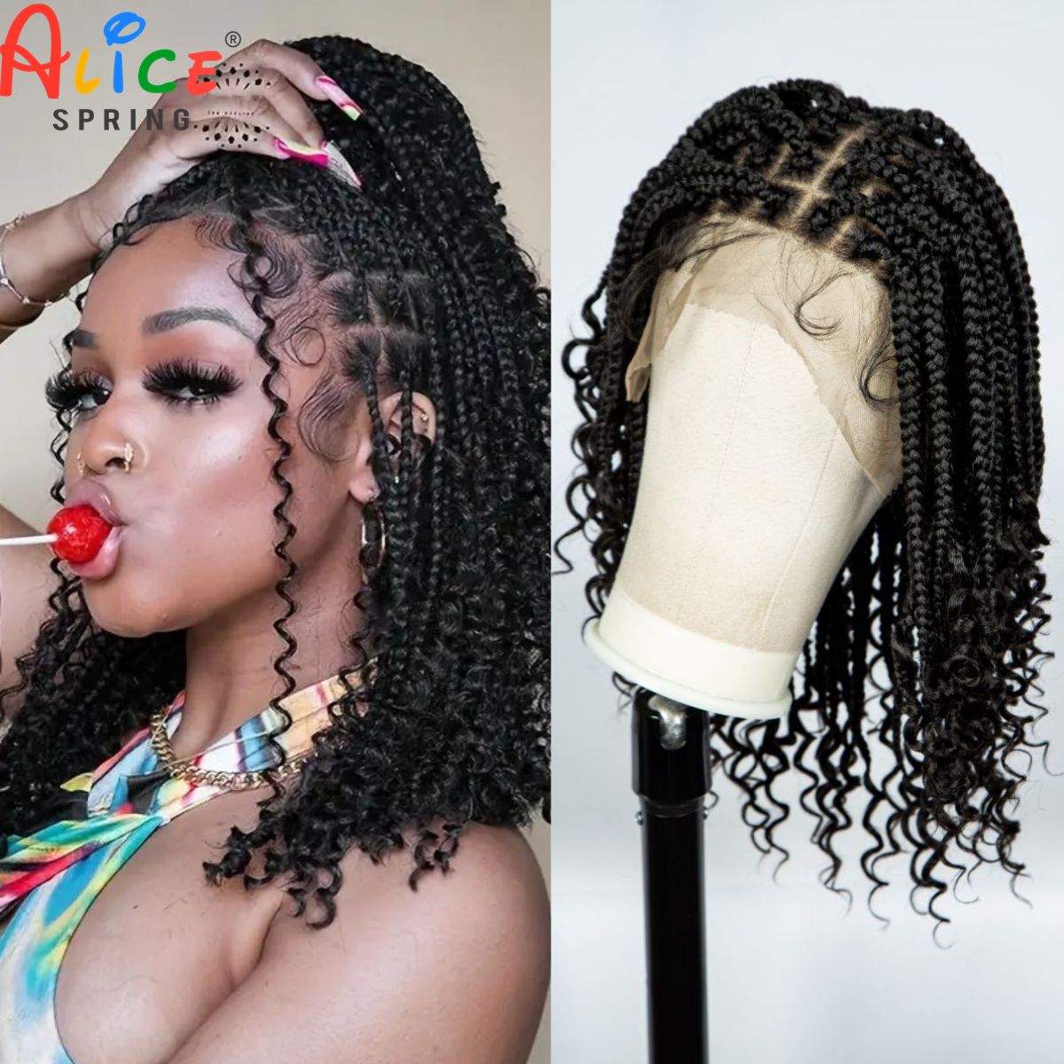 Knotless صندوق شعر مستعار مضفر - مراجعة Synthetic Braided Wigs For Black Women وسعره