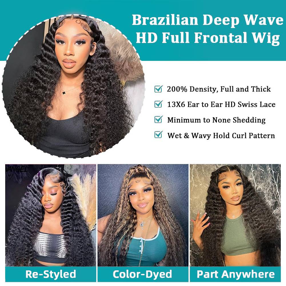 40 46 بوصة موجة عميقة 13x6 13x - مراجعة Human Hair Wigs وسعره