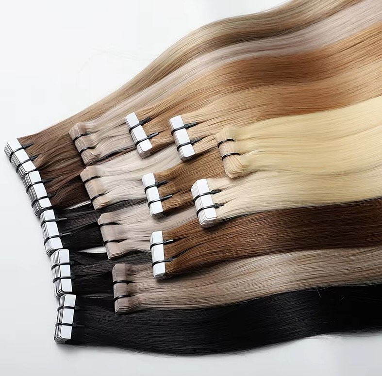 وصلات شعر بشري طبيعية سوداء بط - مراجعة Invisible Tape In Extensions Real Hair وسعره