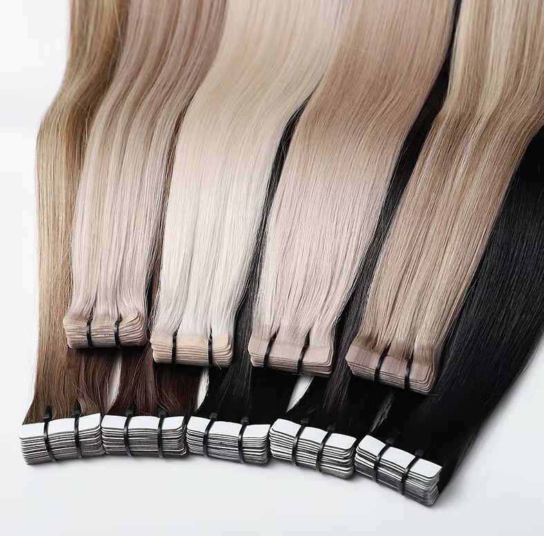 وصلات شعر بشري طبيعية سوداء بط - مراجعة Invisible Tape In Extensions Real Hair وسعره