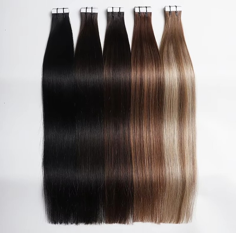 وصلات شعر بشري طبيعية سوداء بط - مراجعة Invisible Tape In Extensions Real Hair وسعره