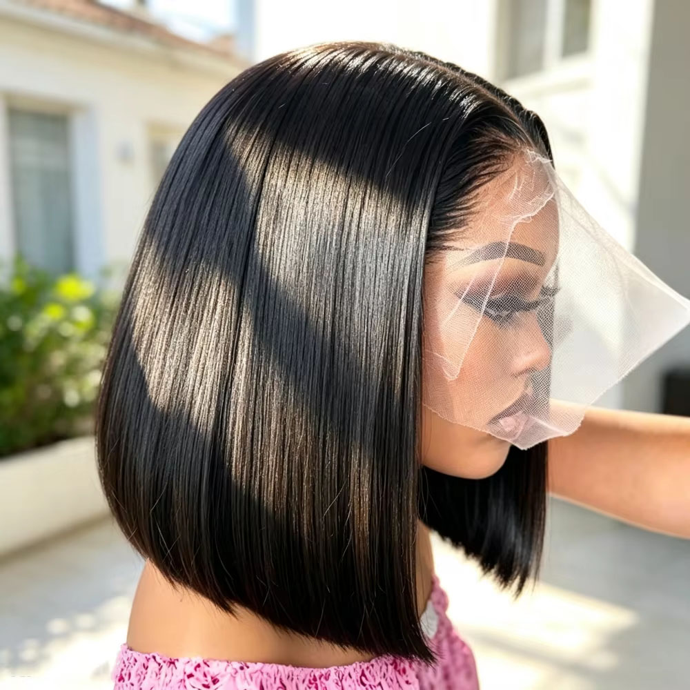 باروكات شعر مستقيمة بواجهة دان - مراجعة Pre Parted 13X4 Lace Front Bob Wig وسعره